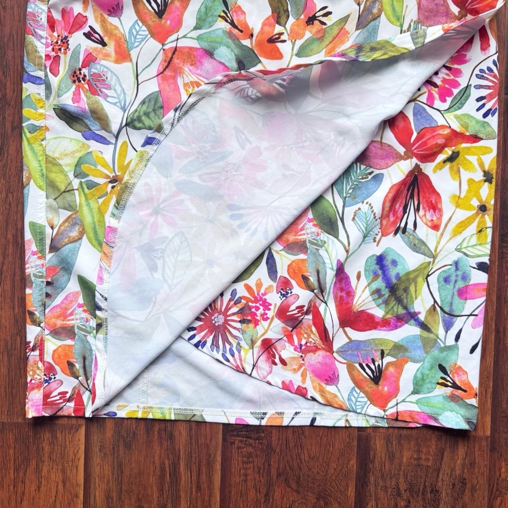 Rip Skirt Hawaii Wrap Skirt XL Length 3 Wildflower‎ Watercolor Pockets Swim - Picture 6 of 16
